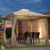 3 x 3 m Solar LED Metal Gazebo - Beige