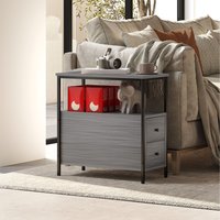 HOMCOM Side Table with 2 Drawers and Storage Shelf - Grey
