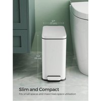 SONGMICS Slim Pedal Bathroom Bin with Soft Close - White