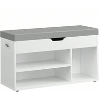 VASAGLE Hallway Shoe Storage Bench with Cushion - White