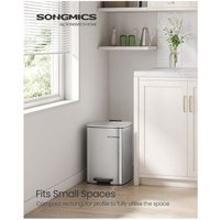 SONGMICS 20L Soft Close Pedal Bin - Silver