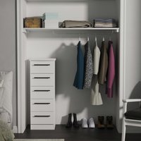 Beverley Ready Assembled 5 Drawer Tallboy - White Ash