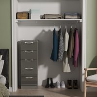 Camden Ready Assembled 5 Drawer Tallboy - Grey Gloss & Dusk Grey