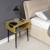 Galaxy Metal Open Side Table Bedside Cabinet Unit - Gold