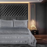 Soft Touch Geometric Throw Set - Silver