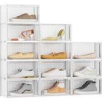 12 Pack Stackable Plastic Shoe Boxes - White / 34cm
