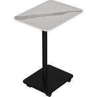 Side Table with Lockable Wheels - White & Black