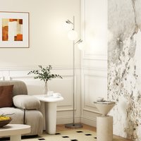 HOMCOM Modern 3 Lights Tree Floor Lamp Globe - Silver Tone