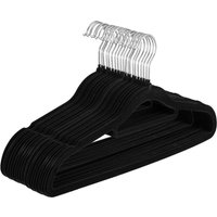 Pack of 20 Black Non Slip Flocked Velvet Coat Hangers - Black