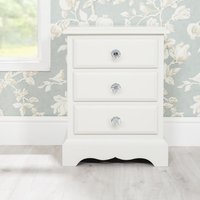 Romance Bedside Table with 3 Drawers - Antique White with Grey Tone
