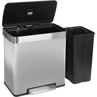 Stainless Steel Double Kitchen Pedal Bin - 60L (2 x 30L) - Brushed