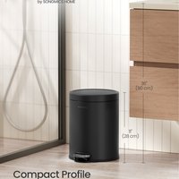Bathroom Pedal Bin, 1.6 Gallon Steel Toilet Bin with Soft-Close Lid - Black