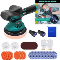 12V Cordless Car Polisher 6 Speed Kit - Black green