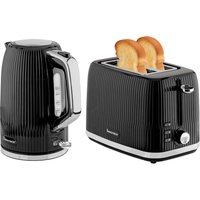 Kettle and Toaster Set 1.7L 3000W Kettle and 2 Slice Toaster Matching Set - Black