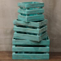 Fruit Box Set of Three Versatile Handcrafted Display Baskets for Home Decor - Green