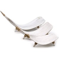 Handcrafted Whitewash Coconut Leaf Fruit Bowl Set Eco Friendly Coastal Decor - White