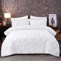 Pintuck Duvet Cover Set - White / King