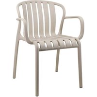 Wyld Haus Ollioules Putty Grey Slatted Outdoor Dining Armchair with Armrests - Grey