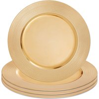 Dia Gold Charger Plate With Ribbed Rim - Gold