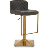 Baina Dark Grey And Gold Square Base Bar Stool - Grey
