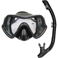 Adult Dry Top Snorkel Low Volume Diving Mask Set - Black