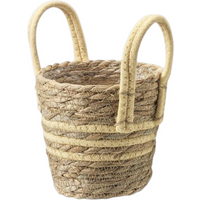 Woven Seagrass Planter Basket with Yellow Stripes - Yellow / 13cm / 250g