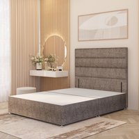 Horizona Tweed Fabric Divan Bed Base with 54" Floor Standing Headboard - Coffee / Single / 0