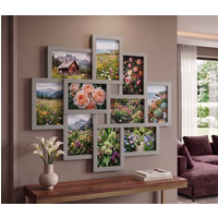 10 Aperture Family Collage Wall Hanging Photo Frame - Grey