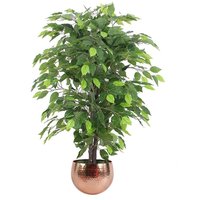 90cm Artificial Ficus Tree - Copper Planter Premium - Green Ficus Tree