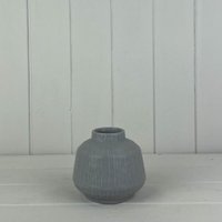 Classic Rounded Glazed Pastel Grey Vase - Grey