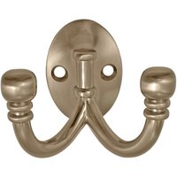 Antique Double Coat Hook - Nickel