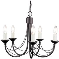 Carisbrooke 5 Light Chandelier Black Finish, E14 - Black