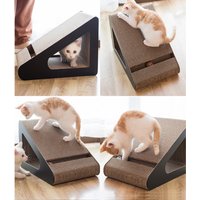 Cat Scratching Post Kitten Scratcher Activity Bed with Random Ball Toy - Brown