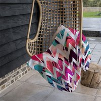 Tropical Geometric Zig Zags Blanket - Pink