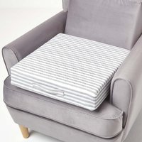 Homescapes Striped Quilted Armchair Booster Cushion Removable Cover - Grey Stripe