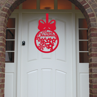 Star Merry Christmas Front Door Sign - Red