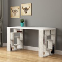 Labirent Modern Desk With Bookshelf Legs - Ancient White