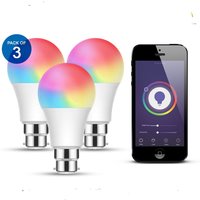 3Pc Pack 9W B22 Smart Color Changing RGB CCT Dimmable - White