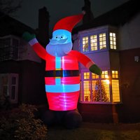 Giant Inflatable Waving Santa with LEDs - Red