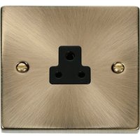 Antique Brass 1 Gang 2A Round Pin Socket - Antique Brass