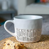 Nicola Spring Dipped Dash Stoneware Coffee Mugs - 450ml - 2pc - Grey