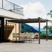 Garden Aluminum Patio Pergola with Canopy - Dark Grey / 3m / 4m