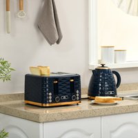 HOMCOM 1.7L Kettle and 4 Slice Toaster Sets - Blue