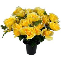 Artificial Rose Flower Grave Pot Arrangement - Yellow