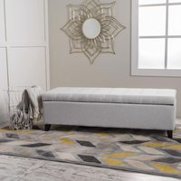 Ottoman Storage Bench Seat Upholstered Finish - Light Grey