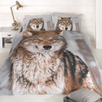 Wolf Polycotton Duvet Set With Pillowcase - Multicolor