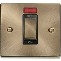 Antique Brass 1 Gang Ingot Size 45A Switch With Neon - Antique Brass