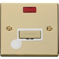 Polished Brass 13A Fused Ingot Connection Unit With Neon With Flex - White