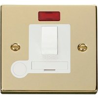 Polished Brass 13A Fused Connection Unit Switched With Neon With Flex - White