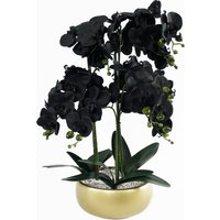Orchid Artificial Black - Gold Ceramic Planter - Black / Gold Planter